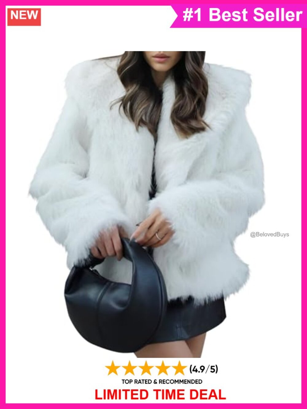 Faux Fur Cropped Coat Shawl Collar Long Sleeve Winter Jacket